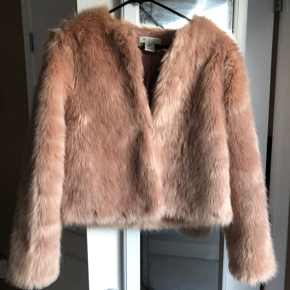 Rachel Zoe Pink Faux Fur Coat